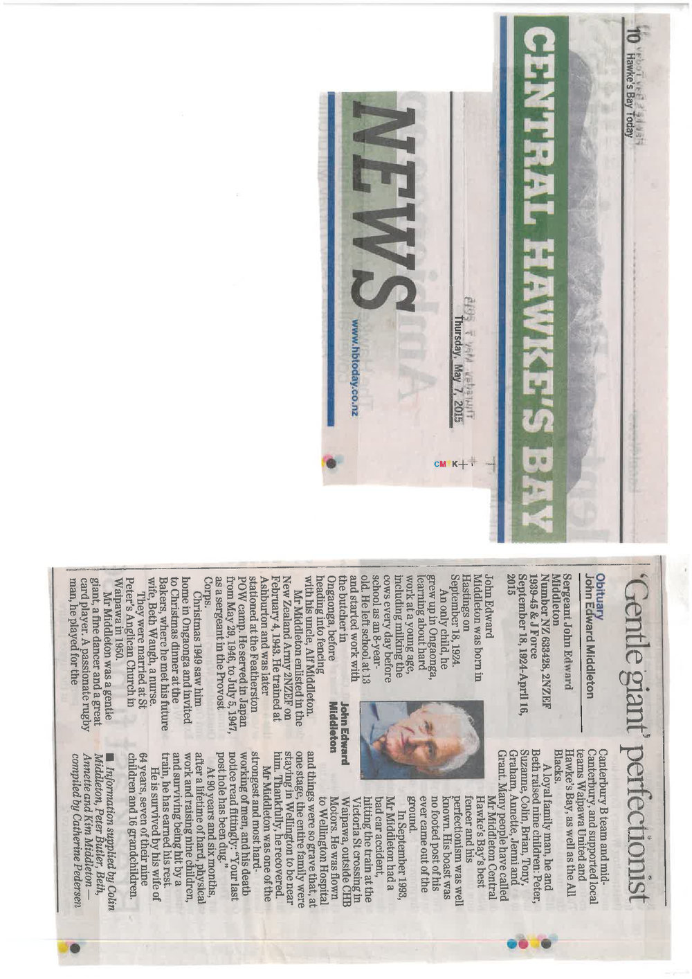 John Edward Middleton - Obituary