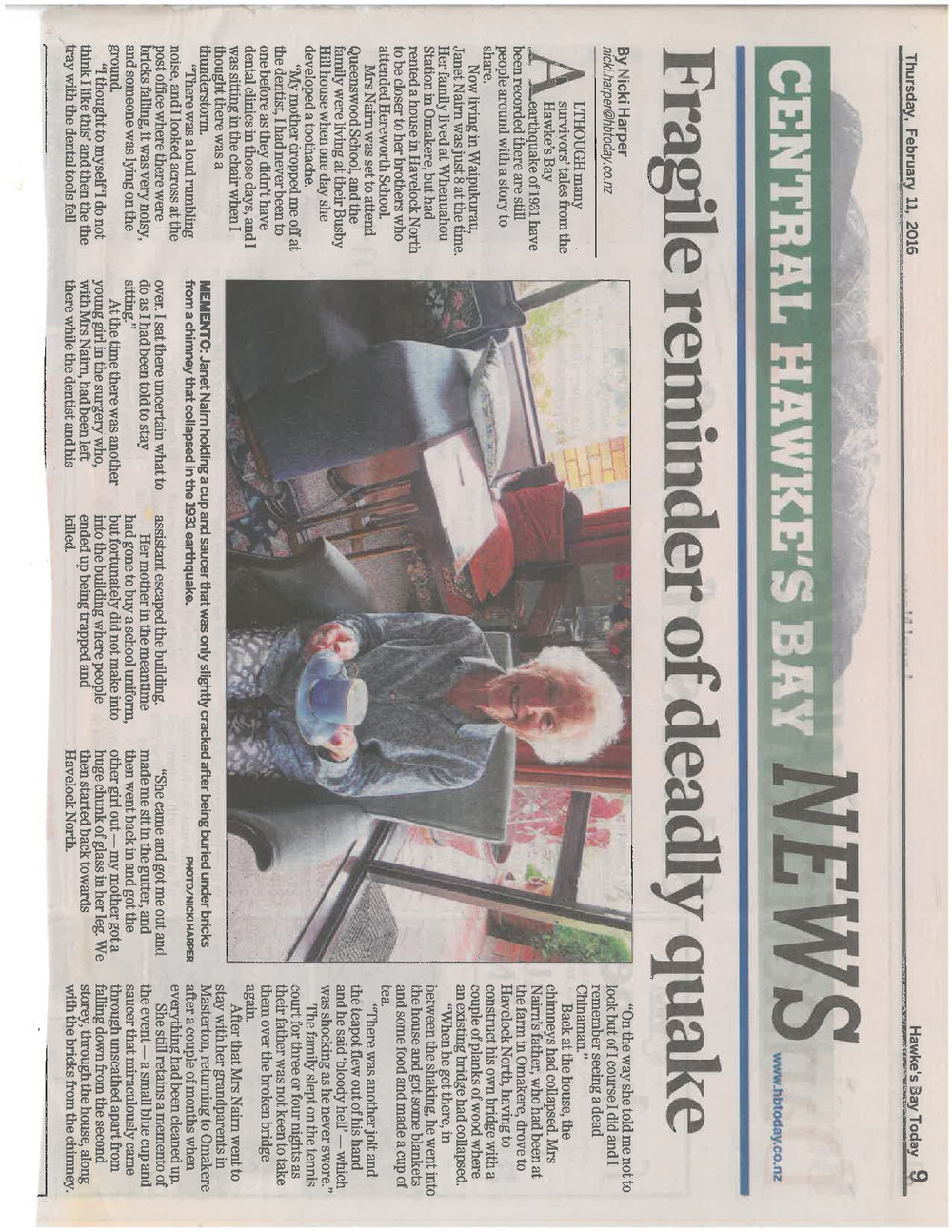 Napier Earthquake Survivors