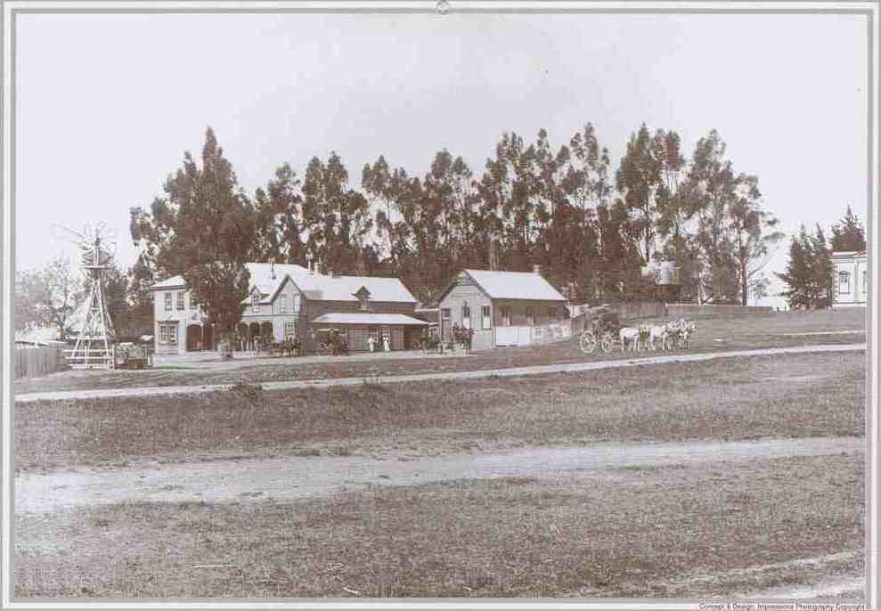 Tavistock Hotel 1890's Porangahau coach in the foreground