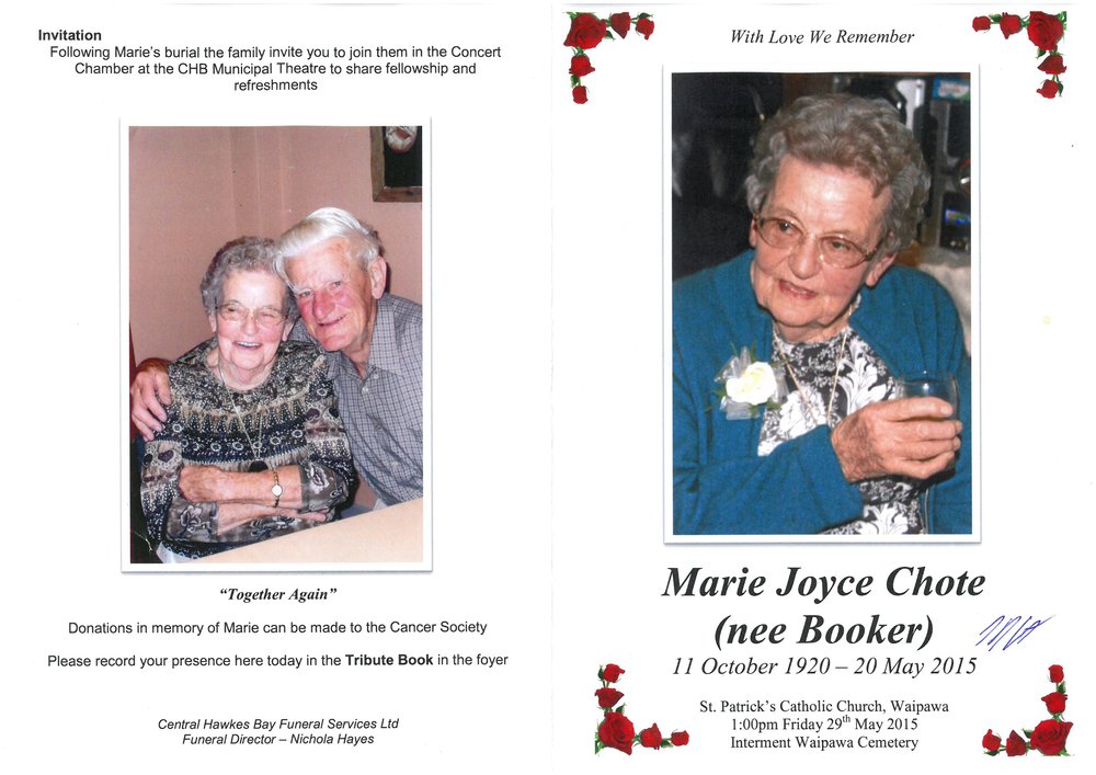 Mrs Marie Chote Memorial