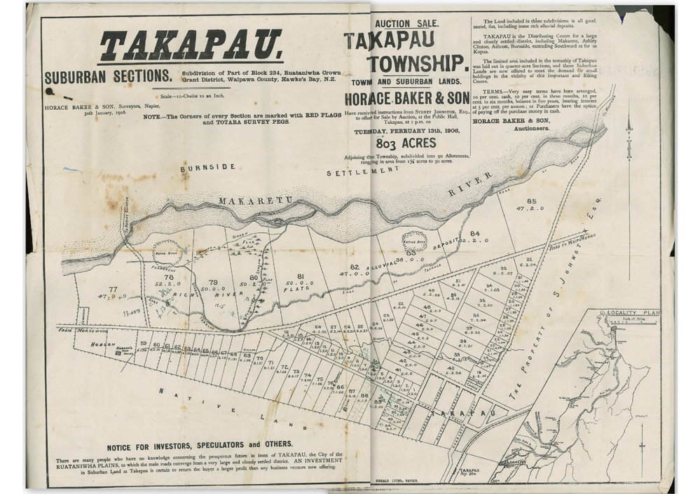 Map of Takapau Suburban Sections