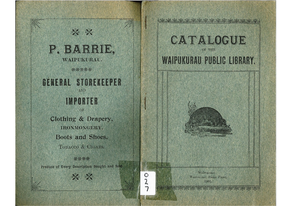 Catalogue of the Waipukurau Public Library 1906