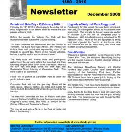 Waipawa 150 Year Celebrations Inc December 2009 Newsletter