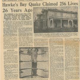 1957 Newspaper article about 1931 quake and the Harding Family's return to Mount Vernon 26 years later