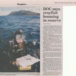 Te Angiangi Marine Reserve - Newspaper article - 9th Jan 2003