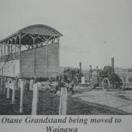 Otane Grandstand being moved to Waipawa