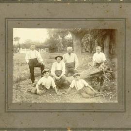 Bob Halls uncle with stable boys in Ashcott